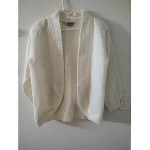 Vintage Grandma cocoon Open Cardigan Cream Large Long sleeve